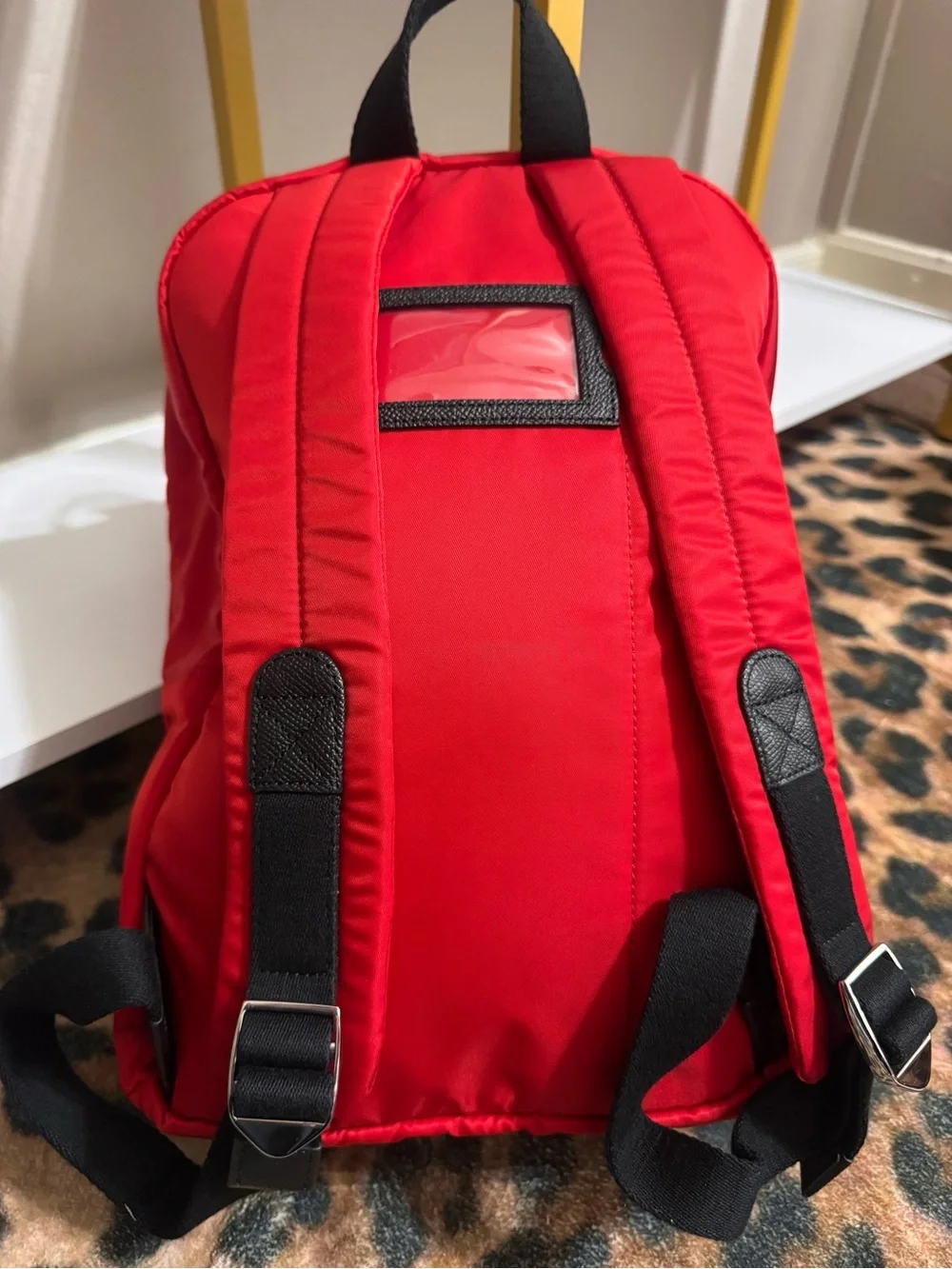 Dolce & Gabbana Red Nylon Backpack with Black Trim